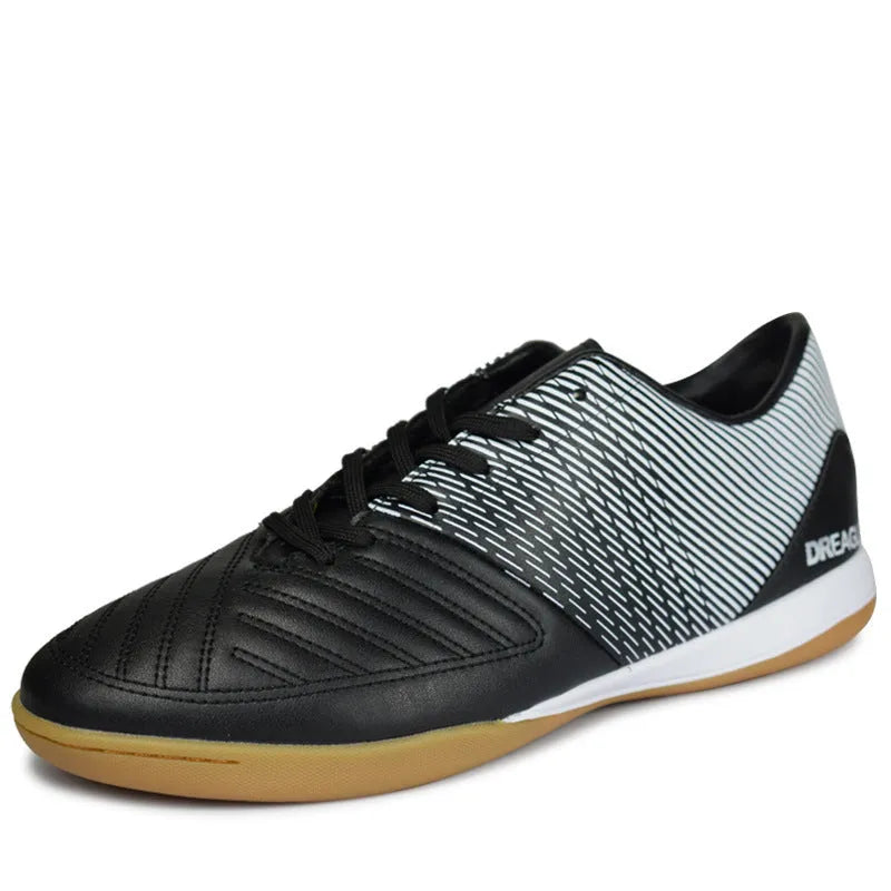 Flat non-slip rubber-soled football shoes for indoor hard floor, black gold colour, men's size 39-44