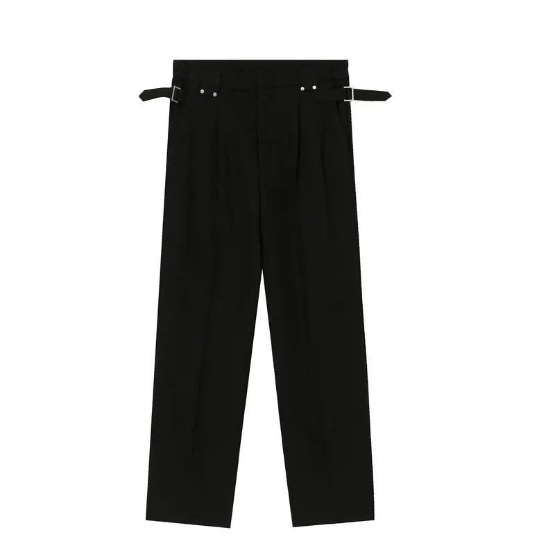 Men's straight fit suit trousers in solid colour Korean style autumn wear white colour