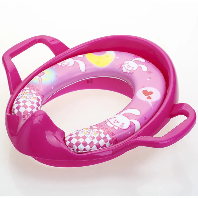 Children's walk-behind toilet seat with soft cushion in white colour option for toddlers aged 1-8 years
