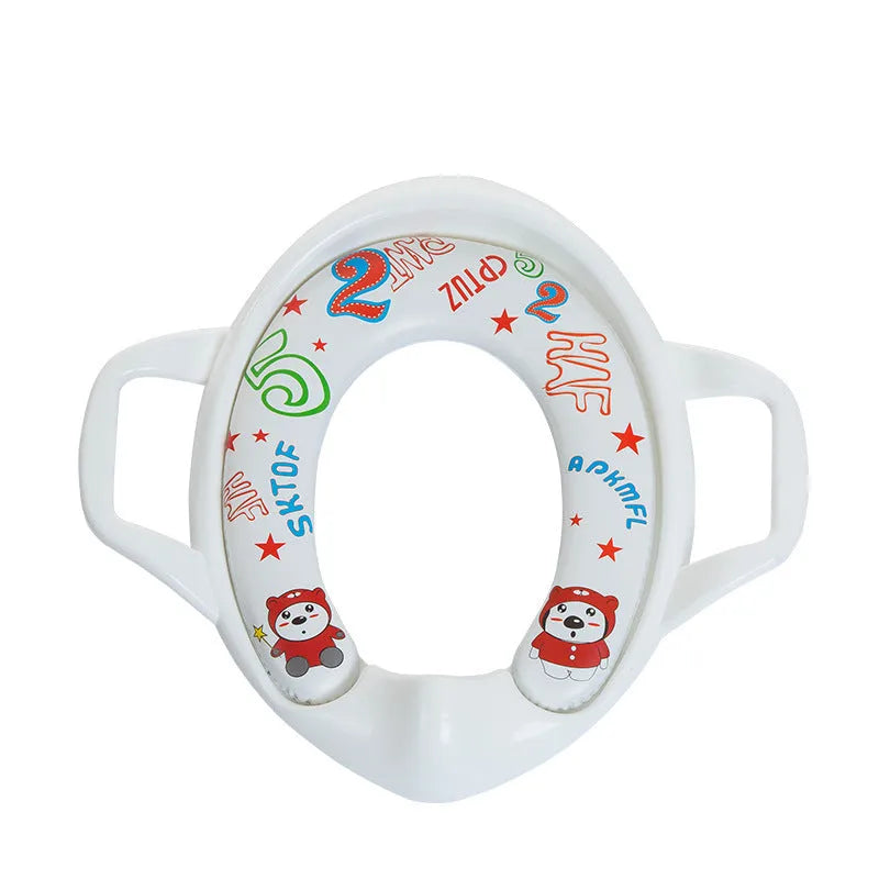 Children's walk-behind toilet seat with soft cushion in white colour option for toddlers aged 1-8 years