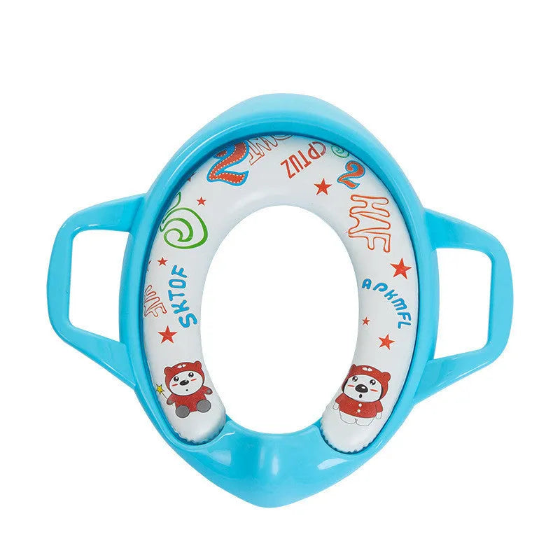 Children's walk-behind toilet seat with soft cushion in white colour option for toddlers aged 1-8 years