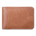 RFID blocking men's leather wallet in cowhide with card slots and compact 11cm design
