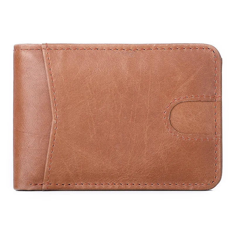 RFID blocking men's leather wallet in cowhide with card slots and compact 11cm design