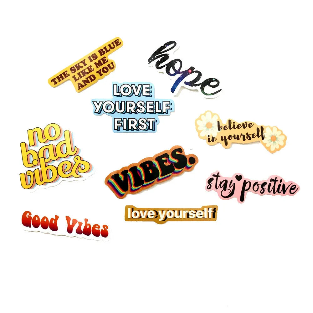 40 pack waterproof PVC graffiti stickers with cartoon designs, assorted irregular shapes and colours