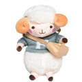 Little Sheep plush crossbody bag with lamb pattern in blue colour, showing zipper closure and square shape