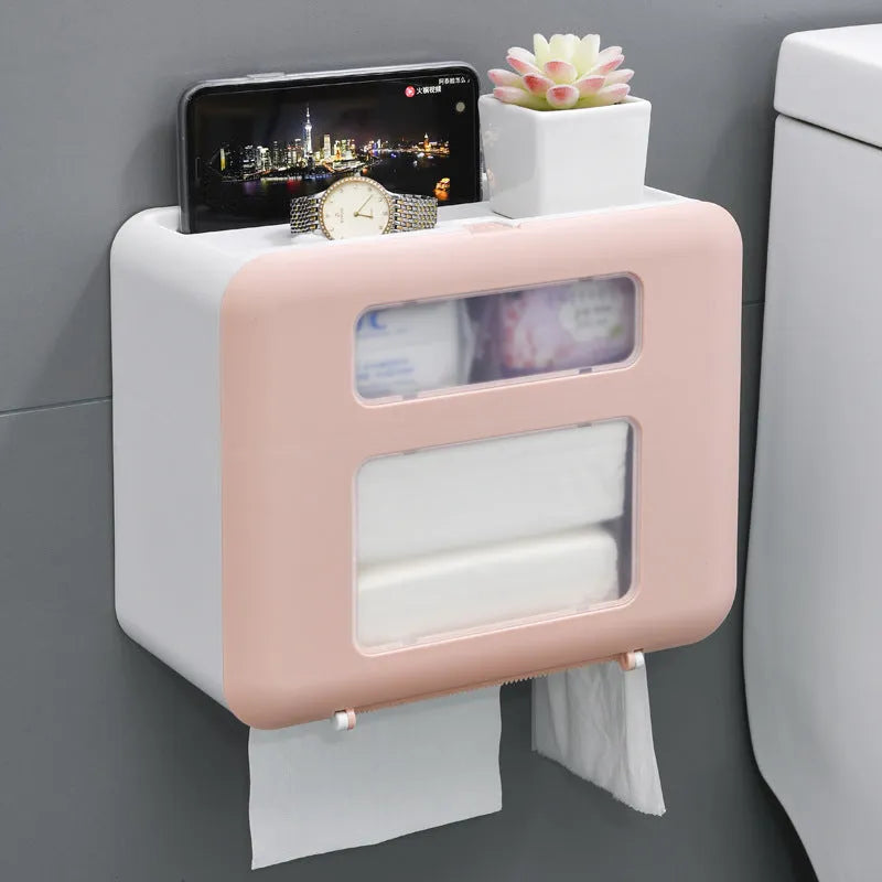 Anan plastic tissue box cover 26x13x21cm in blue white grey pink for bathroom or desk use