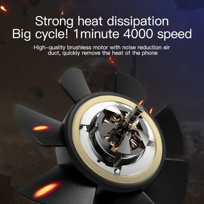 Black mobile phone cooling fan with suction cup attachment for gaming