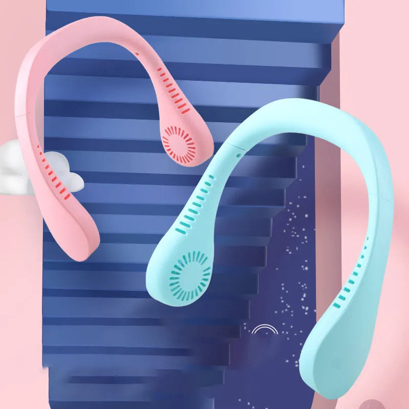 Summer Air USB neck fan blue pink hands-free portable personal cooler