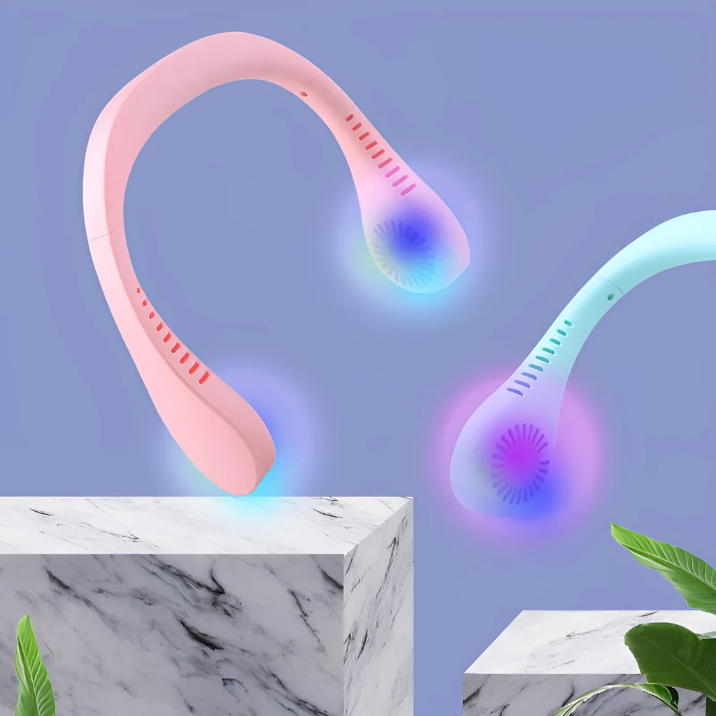 Summer Air USB neck fan blue pink hands-free portable personal cooler