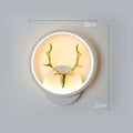 Nordic-style deer head wall lamp with antlers, remote control, in white or black finish.