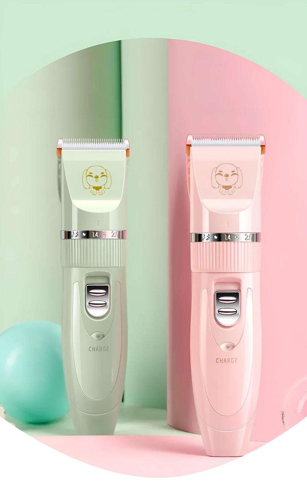 Pet Wireless Charging Beauty Hair Trimmer Set for Dogs and Cats Cordless Low Noise Clippers with 4 Limit Combs Washable Head ABS Body