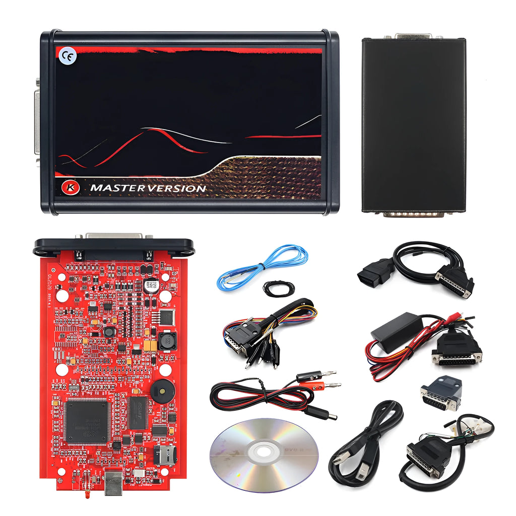 Black KESS V2 car computer diagnostic flashing tool with brush writing tool set