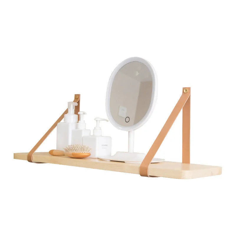 Pine wood wall storage rack with Nordic design for remote controls and cosmetics