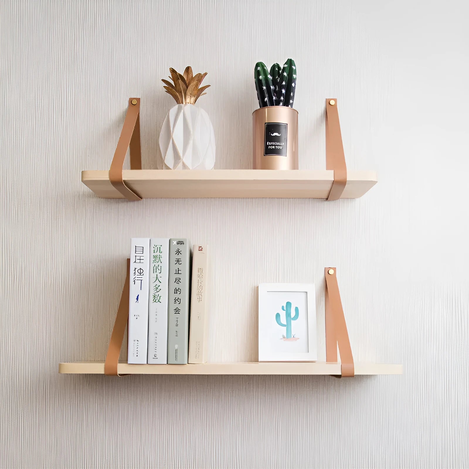 Pine wood wall storage rack with Nordic design for remote controls and cosmetics