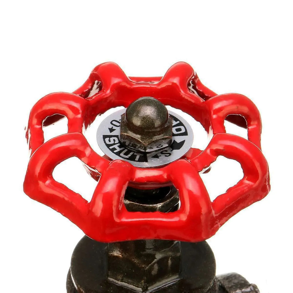 Red steampunk industrial light switch valve with gray copper tee and 3/4 inch thread