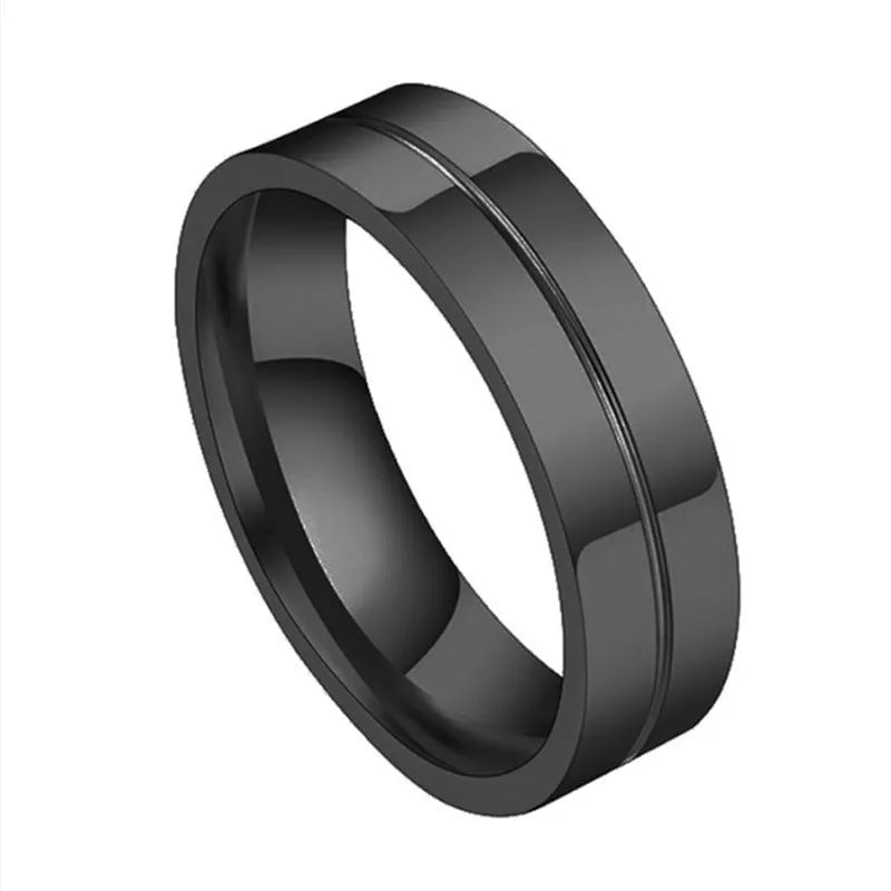 Simple car line geometric stainless steel couple ring in gold colour on white background