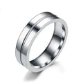 Simple car line geometric stainless steel couple ring in gold colour on white background