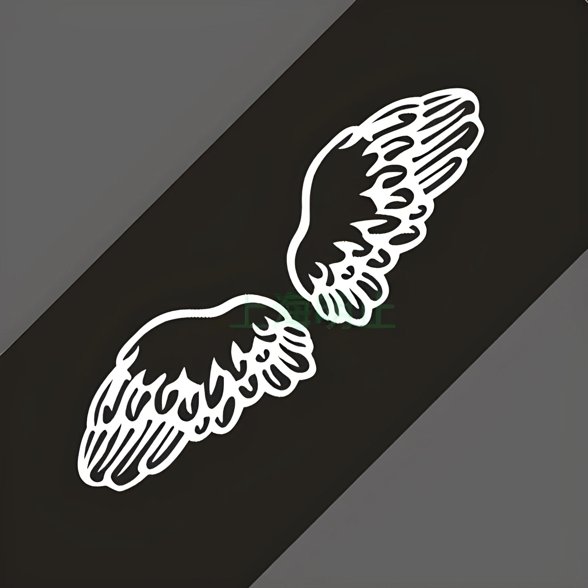 Black car reflective angel wing sticker size 40x11cm on a rear car window for personalisation and night safety