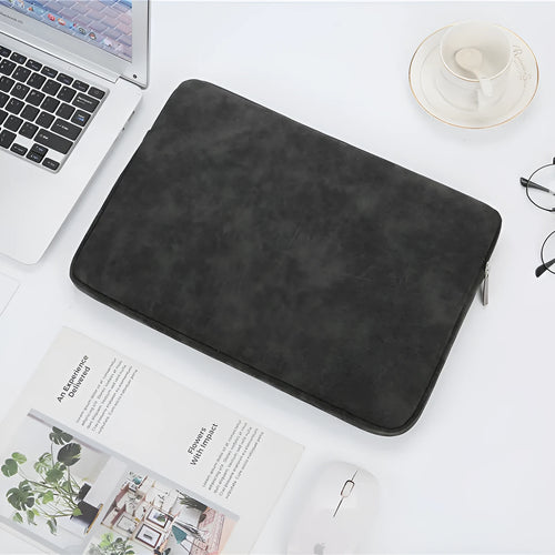 14 inch laptop bag flat liner PU leather zipper closure waterproof shock-resistant medium horizontal square shape