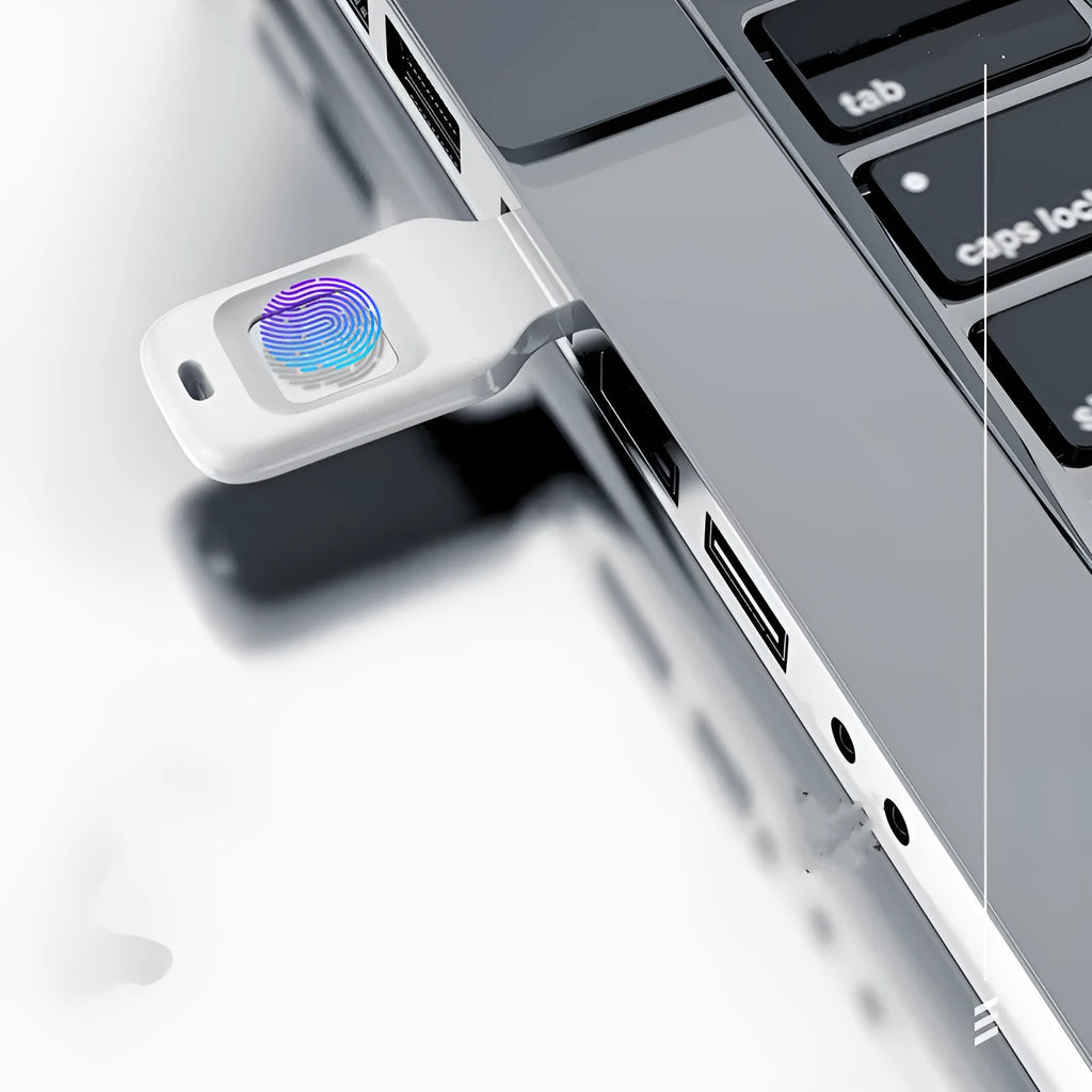 32GB fingerprint encrypted USB 2.0 flash drive with plastic shell and indicator light