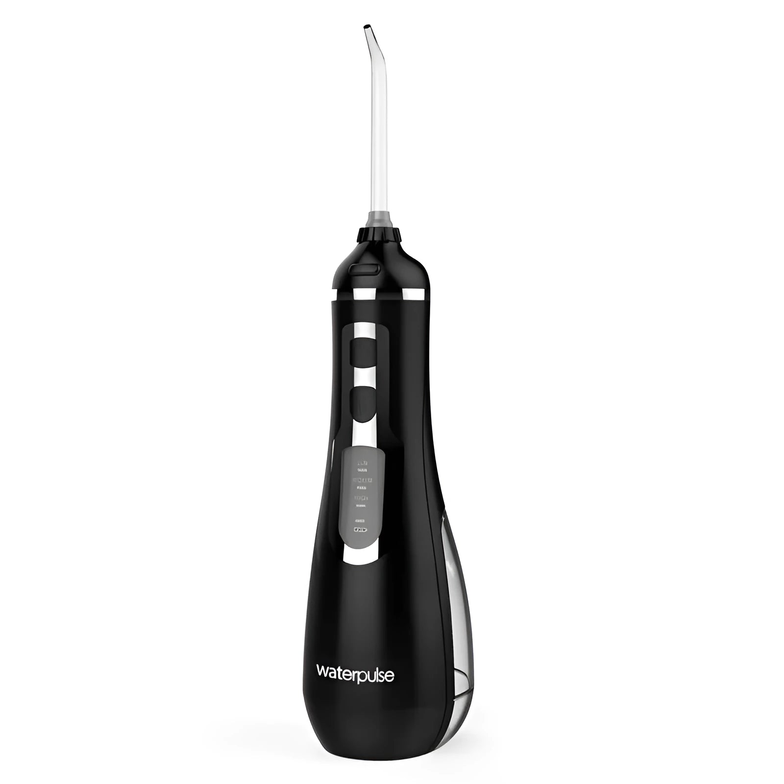 V500 portable electric dental flusher in white with black carrying case on bathroom counter