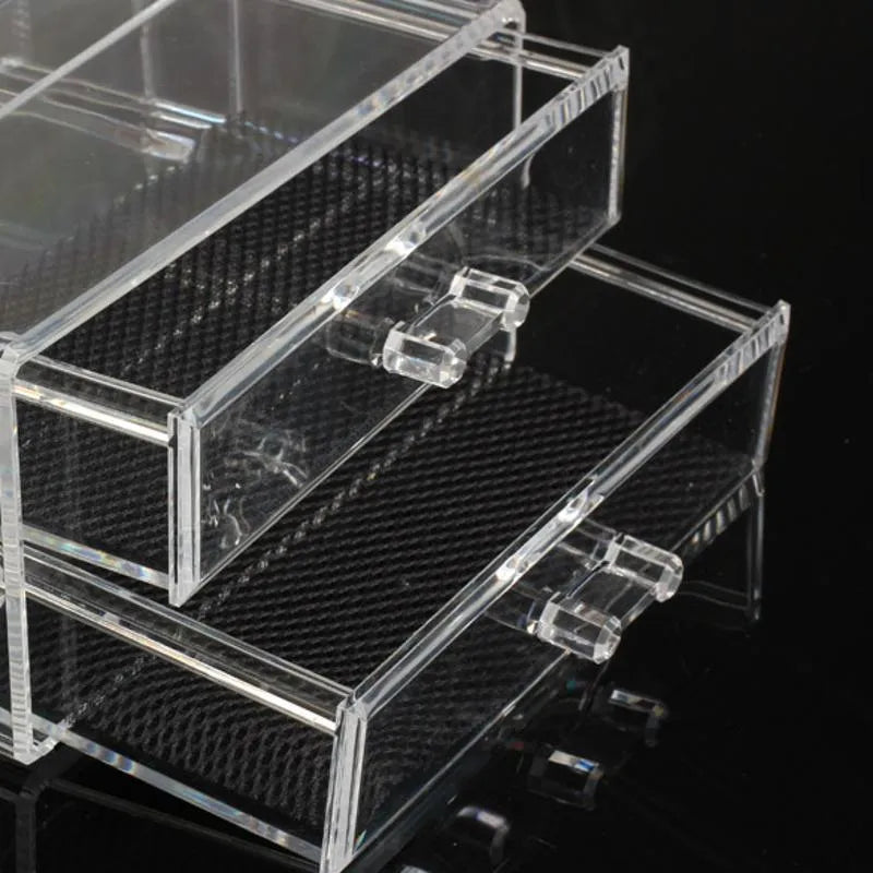 Clear foldable acrylic storage organiser box with transparent sides showing 18-litre capacity.