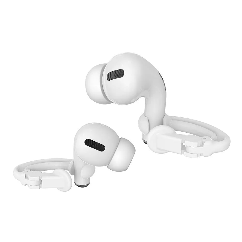 Ear hooks for earbuds in black silicone compatible with Apple AirPods and other wireless headsets for sport and running