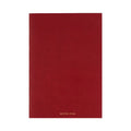 Soft imitation leather notebook with bronzing in red, A5 size, opened to dot matrix pages