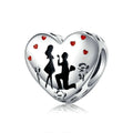 925 sterling silver romantic couple pendant loose bead, 1x1cm, silver colour, electroplated finish