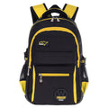Waterproof nylon school backpack for students in blue, showing main compartment and side pockets.