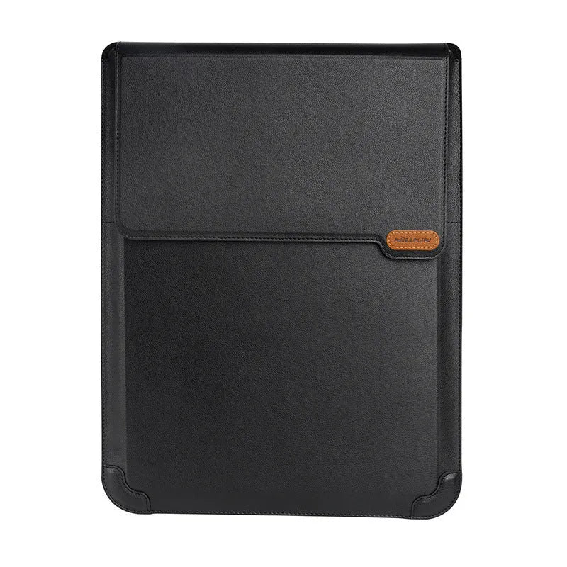 Multifunctional computer bag for 14-inch notebook with stand storage compartment, flip type, black