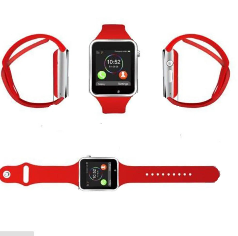 A1 Smart Watch in various colours featuring a 1.54-inch screen, GSM SIM slot, and camera.