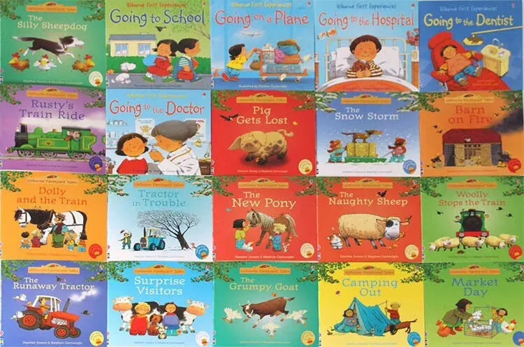 Usborne Farmyard Tales 20-book set, 15 Farmyard Tales and 5 First Experiences, 15cm pocket picture books with free audio
