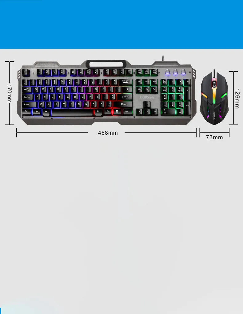 Friends Wolf KT600 wired gaming keyboard and mouse set in black with USB backlit keyboard