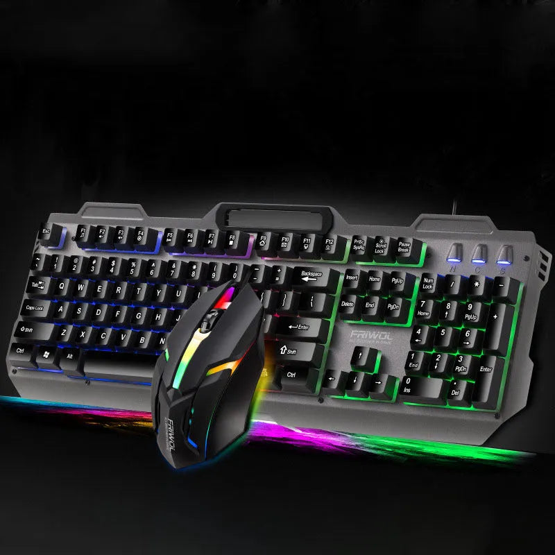 Friends Wolf KT600 wired gaming keyboard and mouse set in black with USB backlit keyboard
