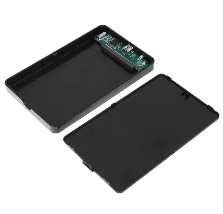 USB 2.0 2.5 inch IDE hard drive external enclosure in black aluminium magnesium alloy