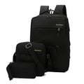 Three-piece casual backpack set in Oxford cloth with denim texture, available in wine red and other colours
