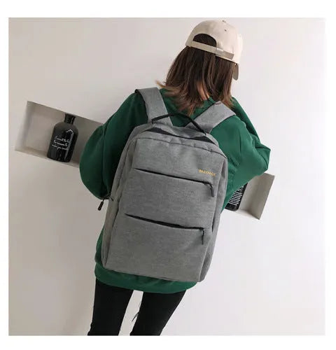Three-piece casual backpack set in Oxford cloth with denim texture, available in wine red and other colours