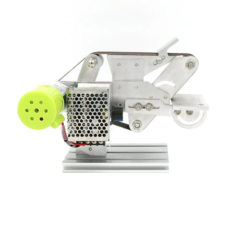 895 fixed-angle belt grinding machine with adjustable speed control and sharpener attachment on desktop