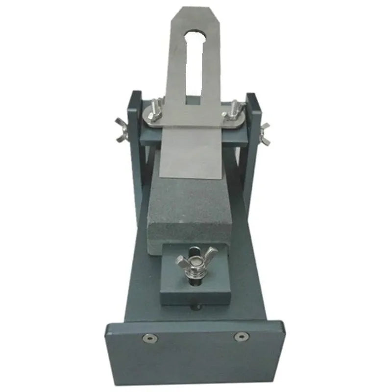 Fixed angle sharpening tool made from aluminium alloy and stainless steel for woodworking chisels and knives.