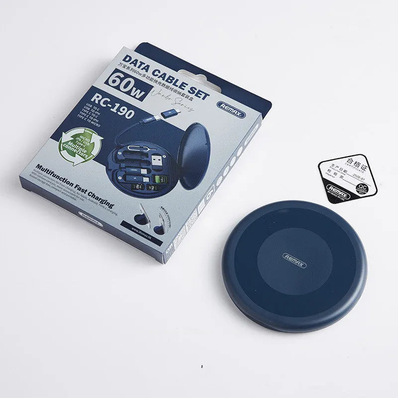 Ruiliang Wanbao white storage box with 60w fast charge data cable and phone holder on a desk