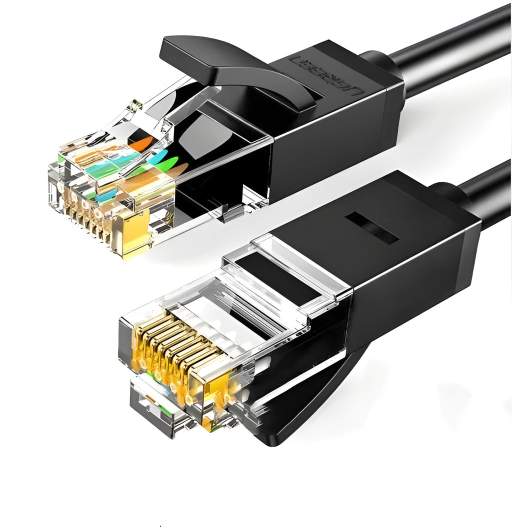 UGREEN CAT6 network cable, 2 metres, black, gigabit Ethernet lead with RJ45 plugs