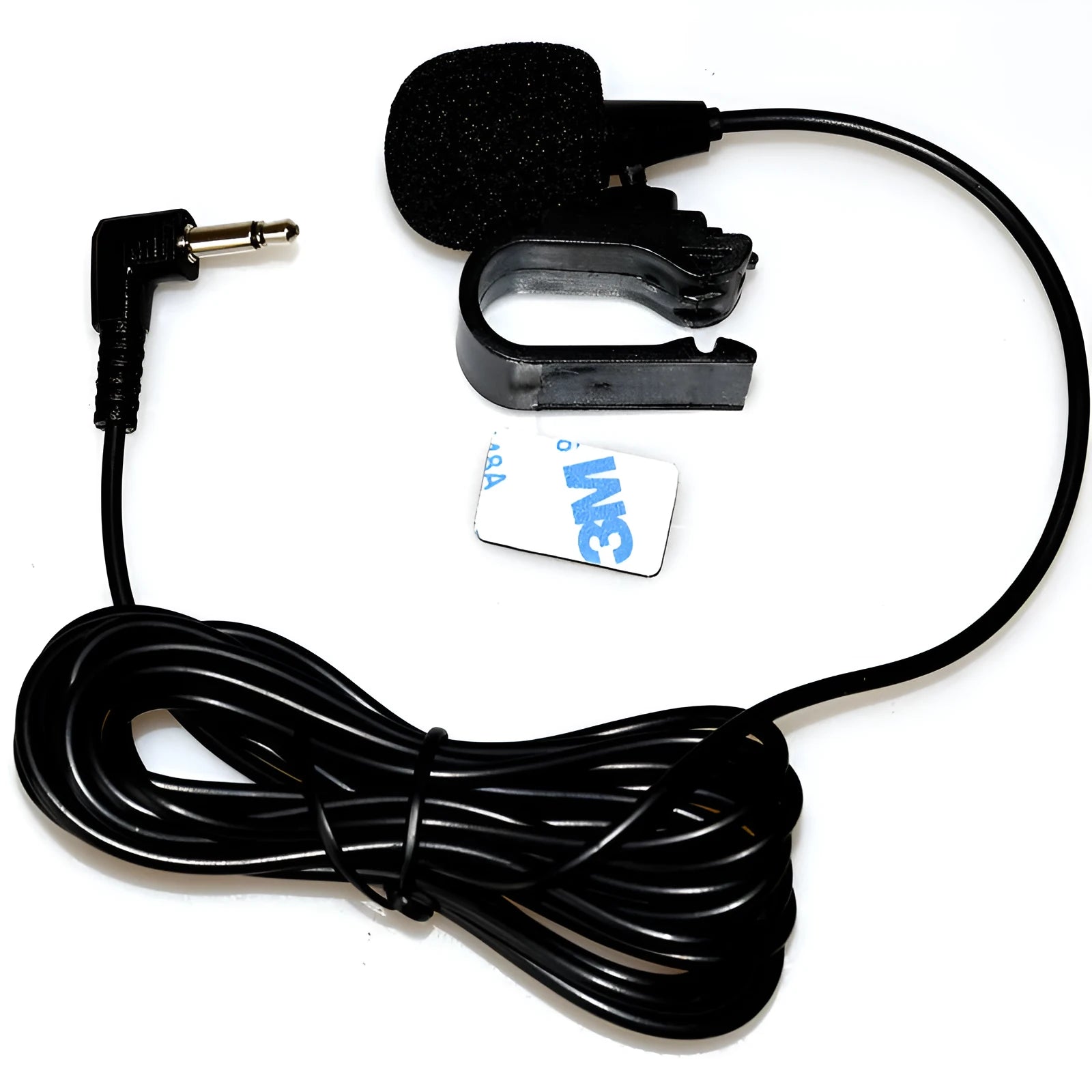 Black Bluetooth car microphone with three style options for vehicle installation