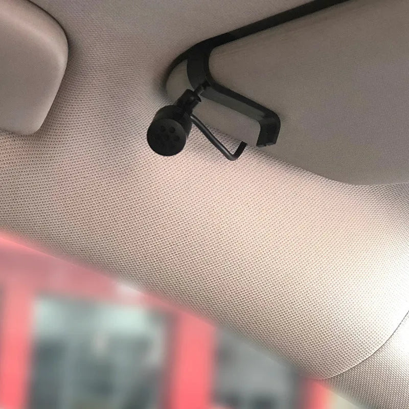 Black Bluetooth car microphone with three style options for vehicle installation