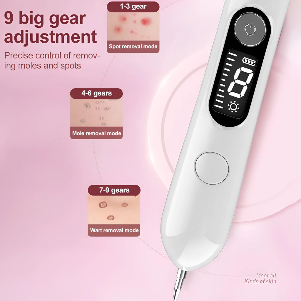 LCD laser plasma pen for wart mole removal dark spot skin tag remover with stainless steel needle and LCD display