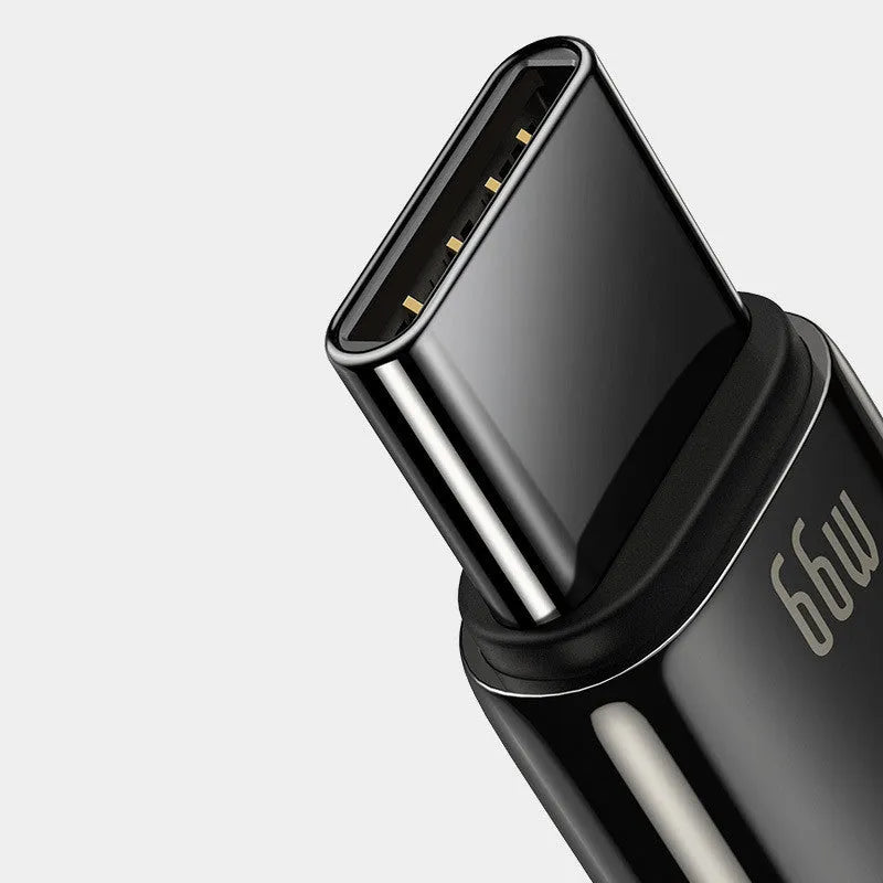 Baseus USB C fast charging cable for Android phones showing 66W 5A 6A specifications