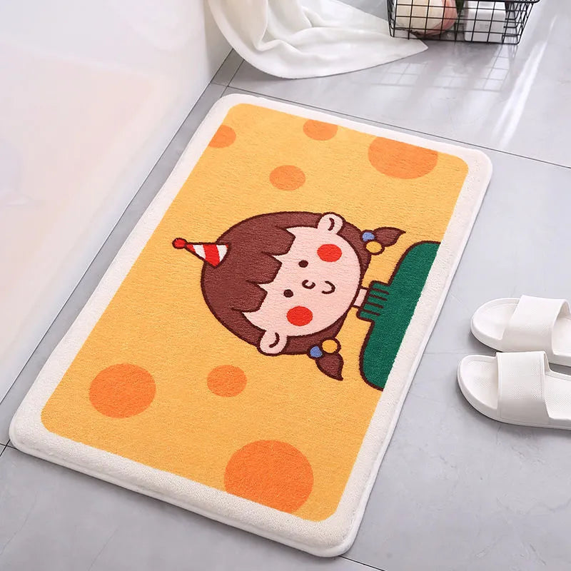 Polyester floral anti-slip bathroom floor mat in 40x60cm size with plant flower pattern