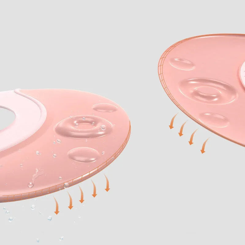 Adjustable baby shower cap made of PE material with cute little octopus design in light pink