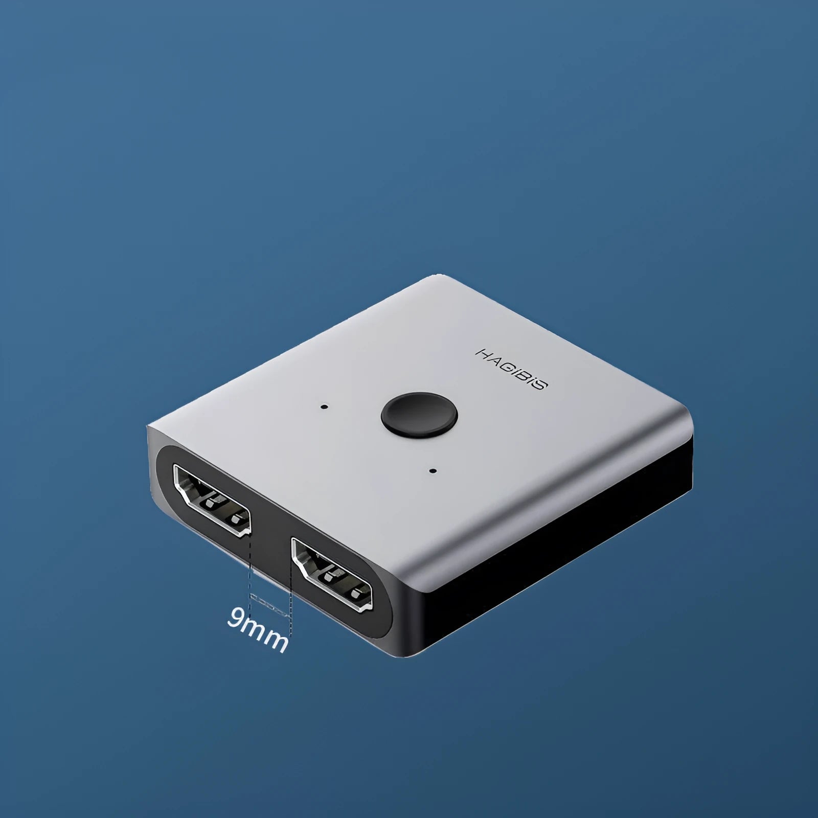 Grey HDMI 1.2 switcher device with two input ports and one output port for 4K video distribution