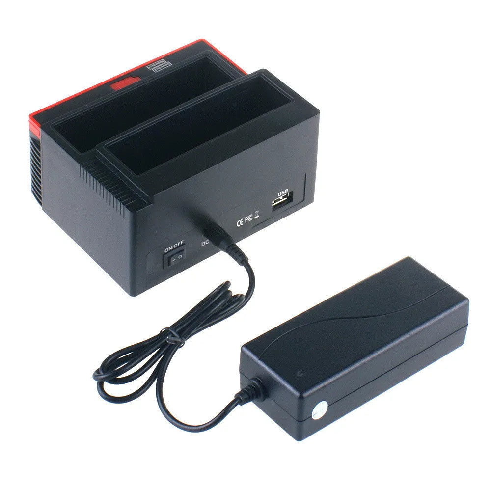 Black plastic hard disk base USB2.0 SATA IDE card reader with two drive bays and LED indicator
